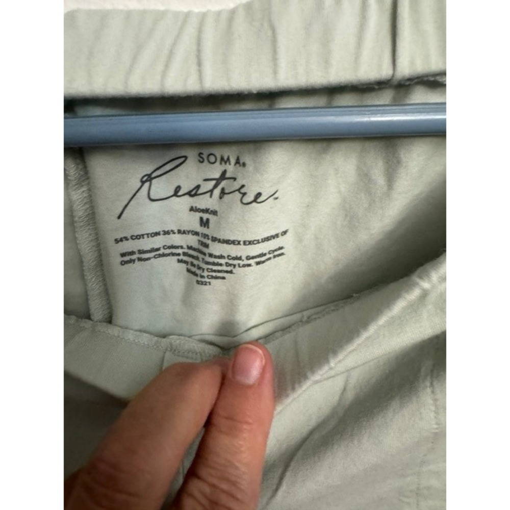Soma Restore AloeKnit Sage Green Lounge Pants Women M Cotton Blend Straight (D) - Picture 3 of 3